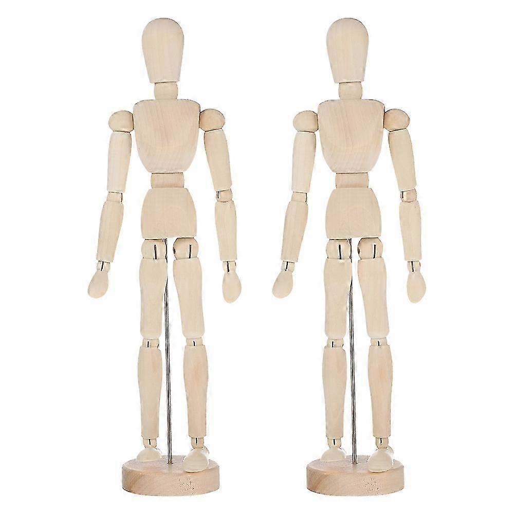 2pcs Puppet Adornment Wooden Blank Unfinished Puppet Shape Crafts DIY Jointed