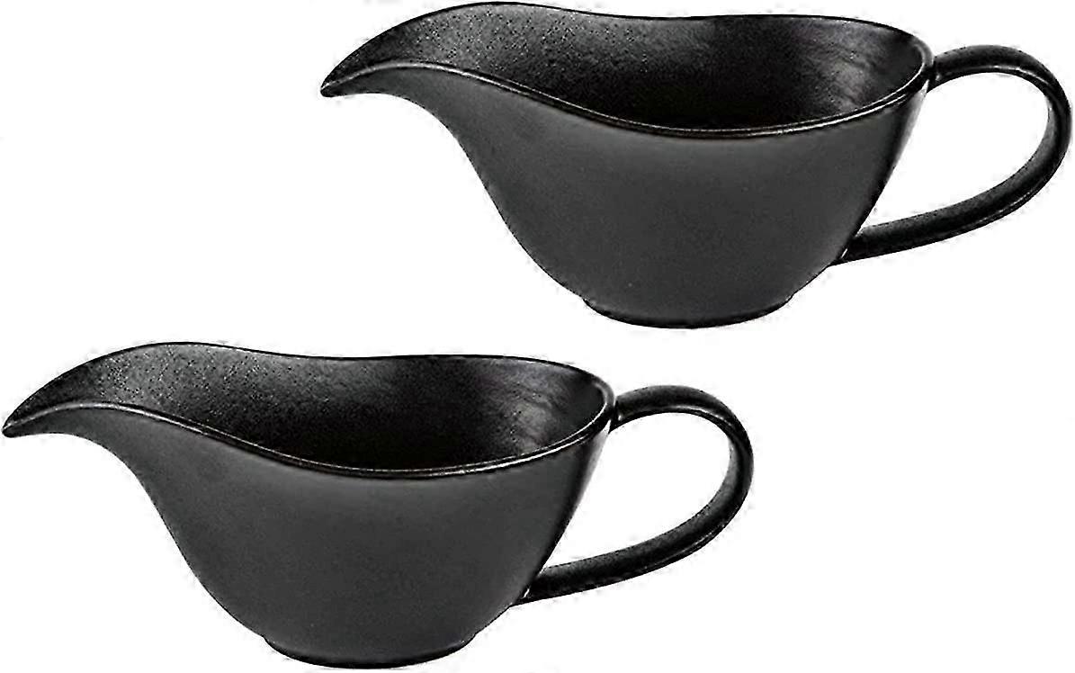 Set of 2 Classic Porcelain Easy Pour Gravy Sauce Boat Creamer Pitcher. 7 Oz