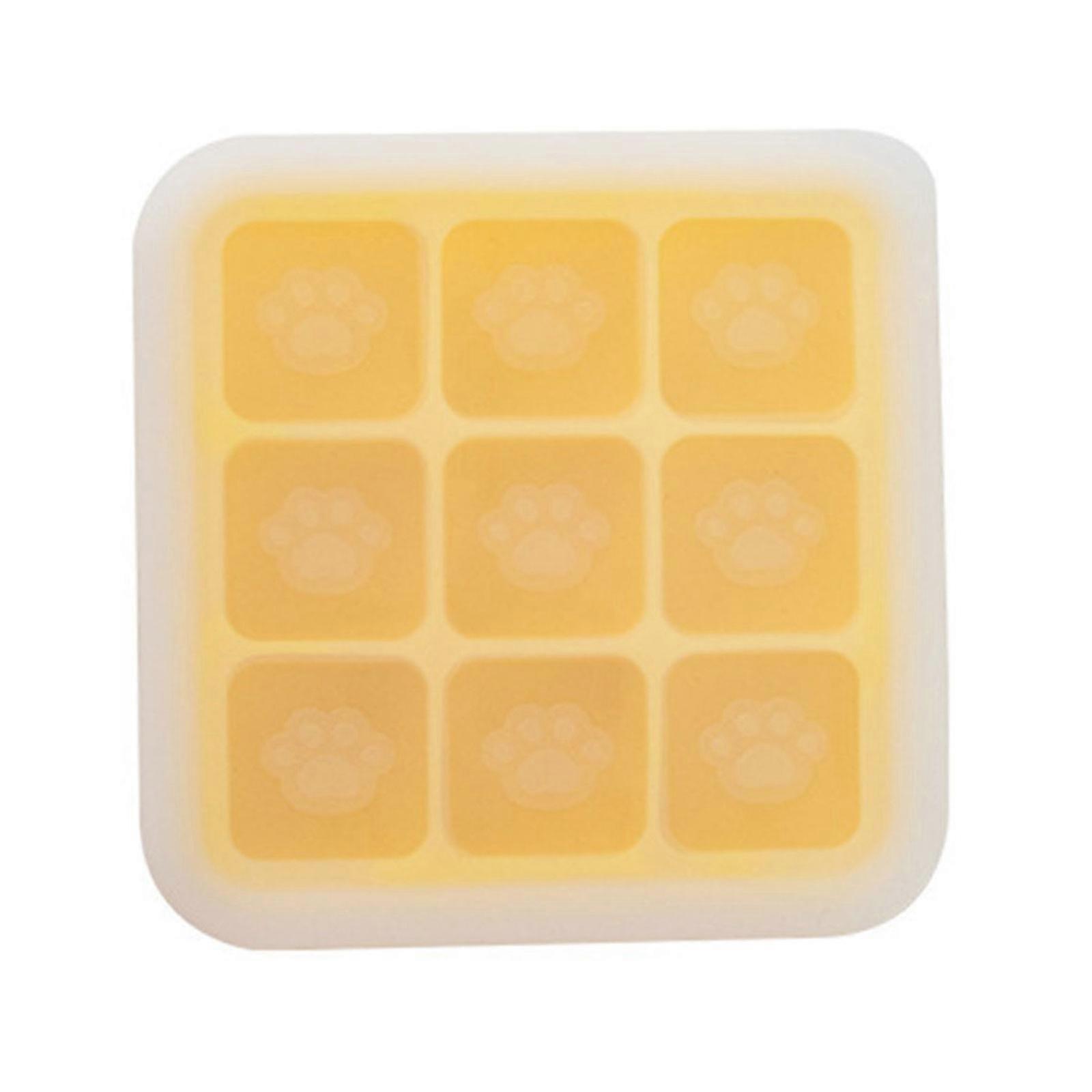 Ice Cube Tray 8/9 Grid Cat Paw Silicone Ice Cube Mold Stackable DIY Ice Maker for Whiskey Cocktail Cake Chocolate Mould mango yellow
