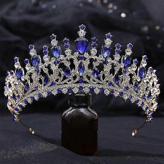 Barok Muhteşem Kristal Taçlar ve Taçlar Gelin Başlık Kraliyet Kraliçe Gelin Diadem Prenses Düğün Taç Saç Takı