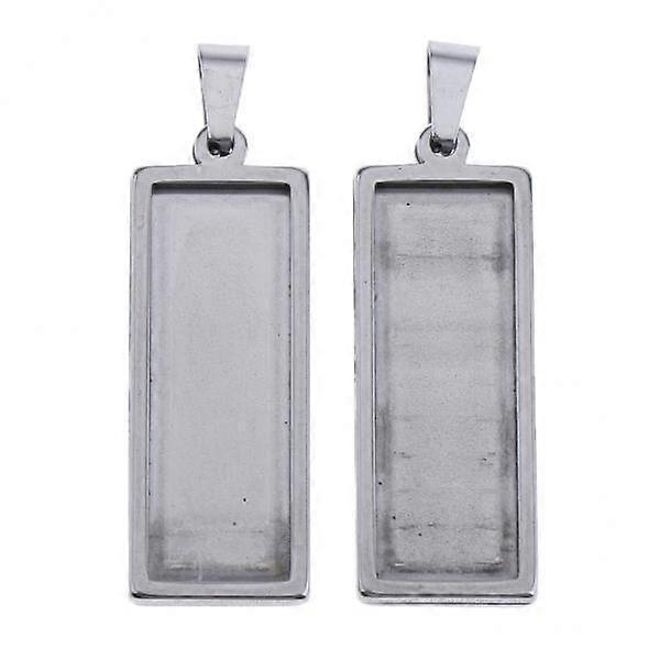 5x 2Pcs Rectangular Blank Bezel Tray Base Square Necklace Pendants 10x30mm