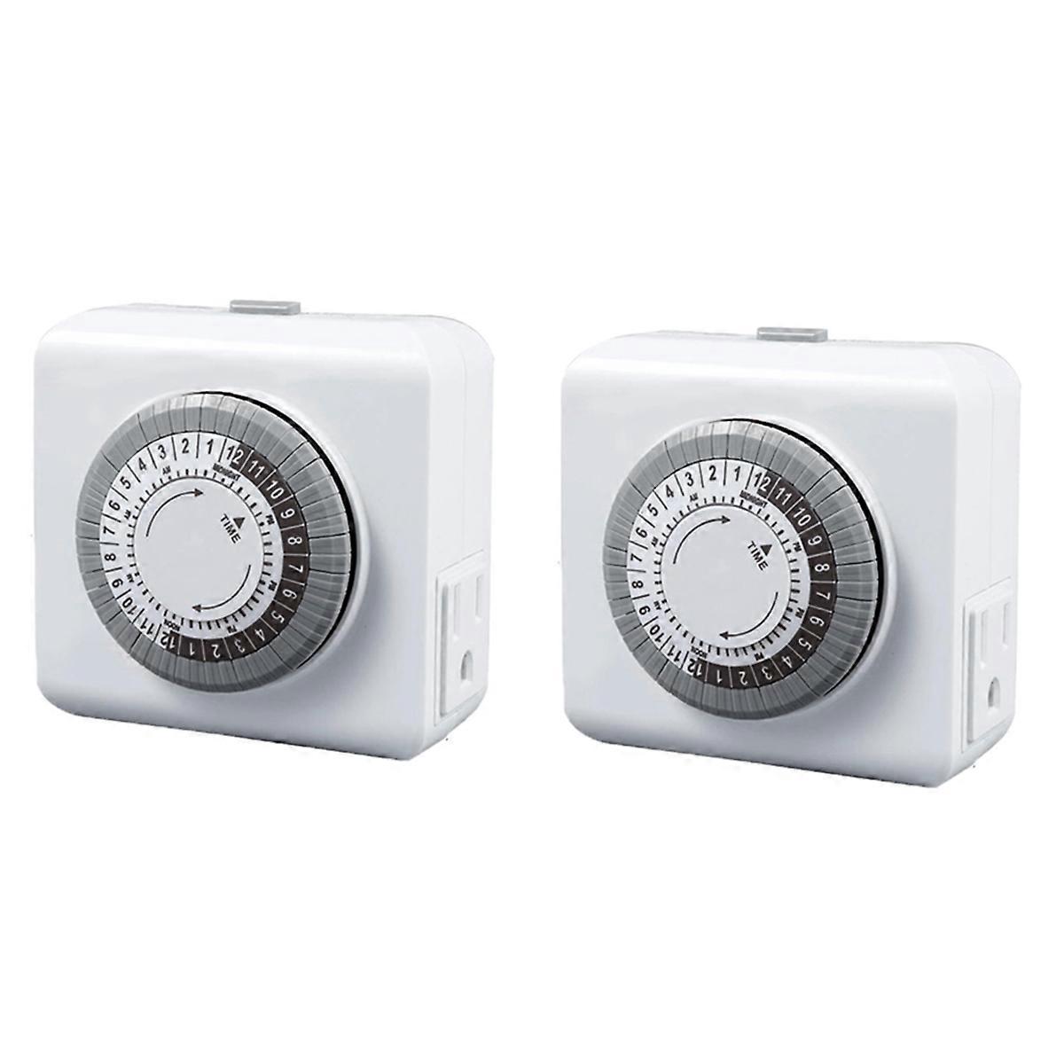 24 Hour Cycle Plug-in Mechanical Timer, Indoor Timer for Electrical Outlets, Dual 3- Outlets, 125V