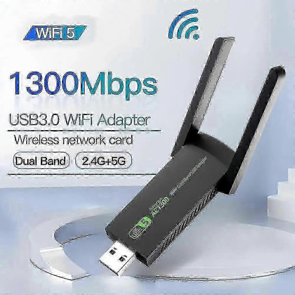 1300Mbps USB 3.0 WiFi Adapter Free Driver 2.4GHz/5GHz Dual-Band Wi-Fi Dongle Receiver 80211ax/ac/a/b/g/n WIFi 5 Wireless Network Card For PC Laptop