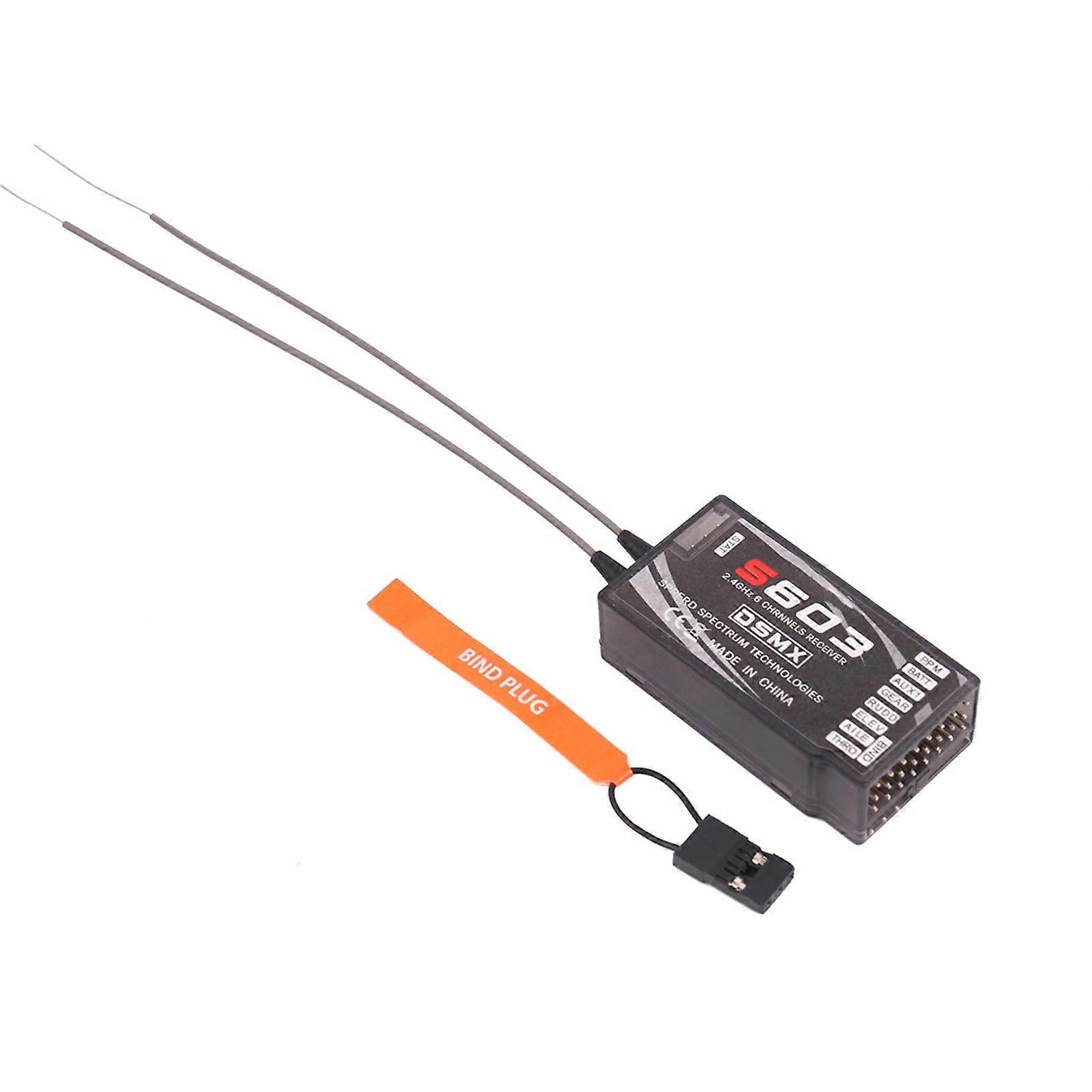 S603 DSM2 2.4GHz 6Channel DSM2 Aircraft Receiver Replaces AR6210 2 Antennas for DX6i DX8 DSX7 DSX9 Transmitter