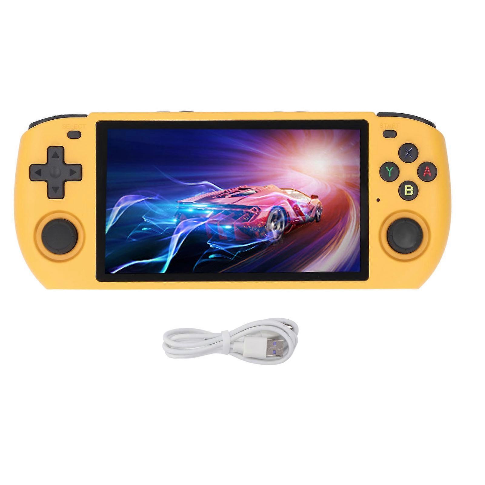 Retro Handheld Game Console, 5" IPS Screen, Dual Rocker, 16G+256G, Yellow, Kids & Adults