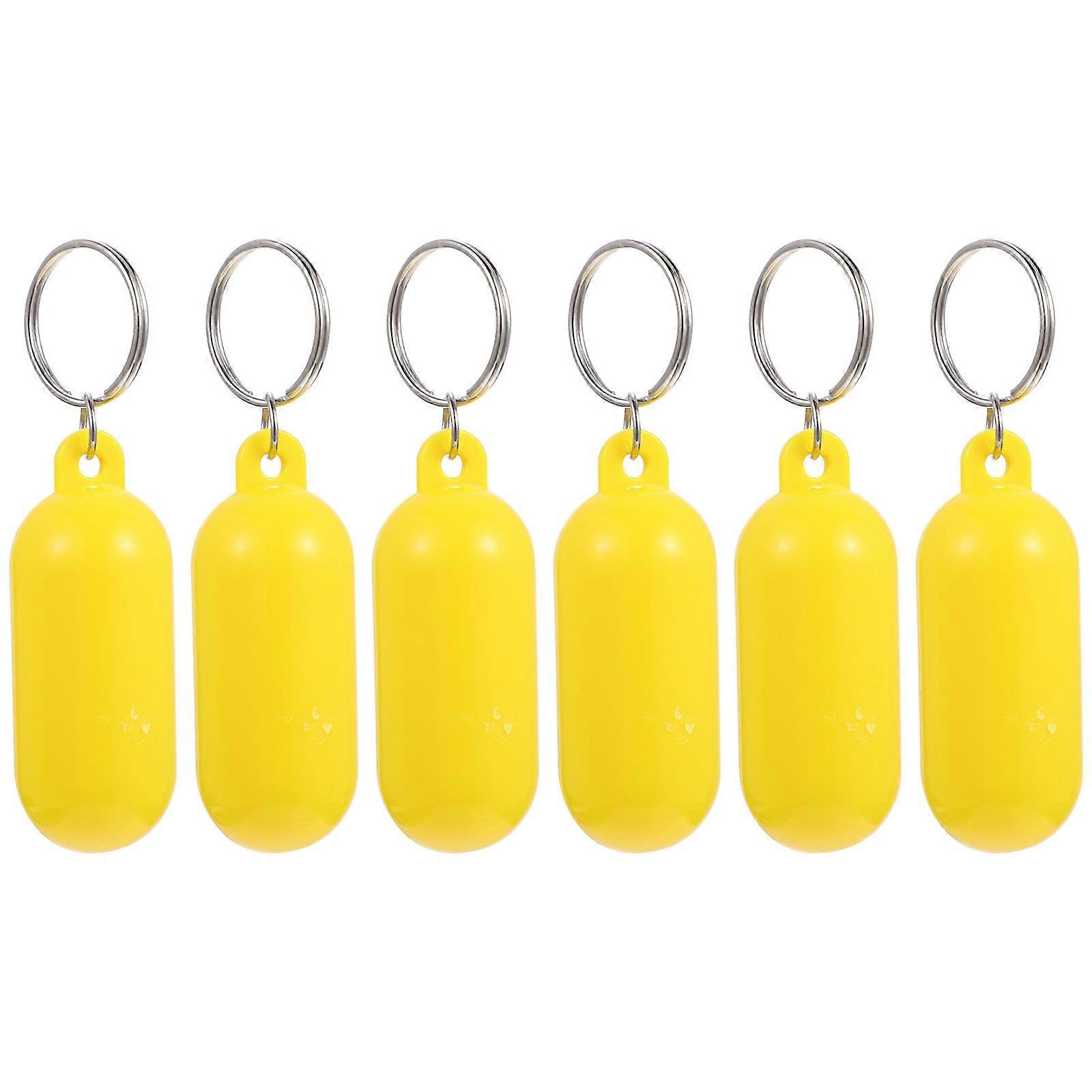 6pcs Floating Key Rings for Boating, Fishing, Kayaking Alloy & ABS Material Keychains for Backpacks, Bags, Hanging Decor Yellow