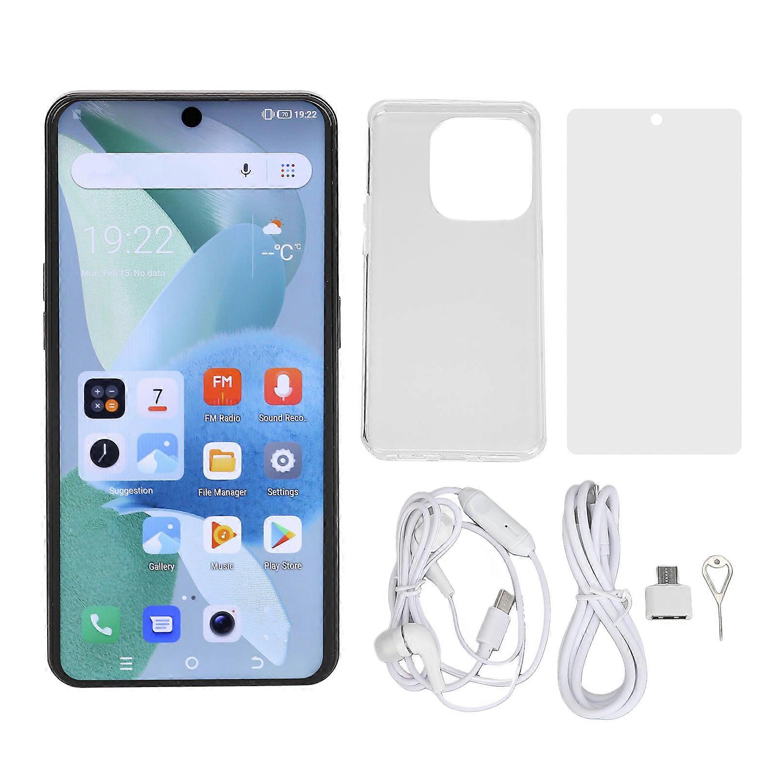 4G Smartphone 6.53 Inch HD Screen 8 Core Processor 24MP 8MP Camera Dual SIM Dual Standby 12GB 128GB Face Recognition Phone for Android 13 Black