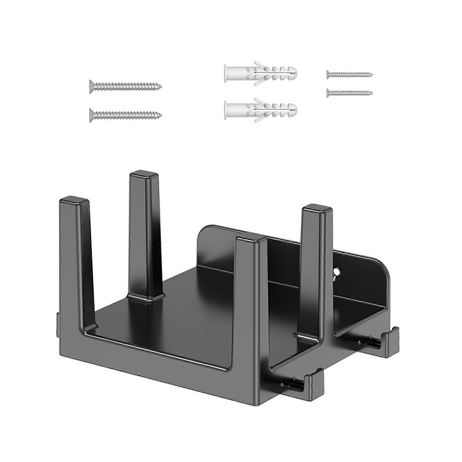 Compactly Wall Shelf For WiFi Equipment Double Slot Design Holds Electronics Up To 45mm Thick Equipment Organizers  Black