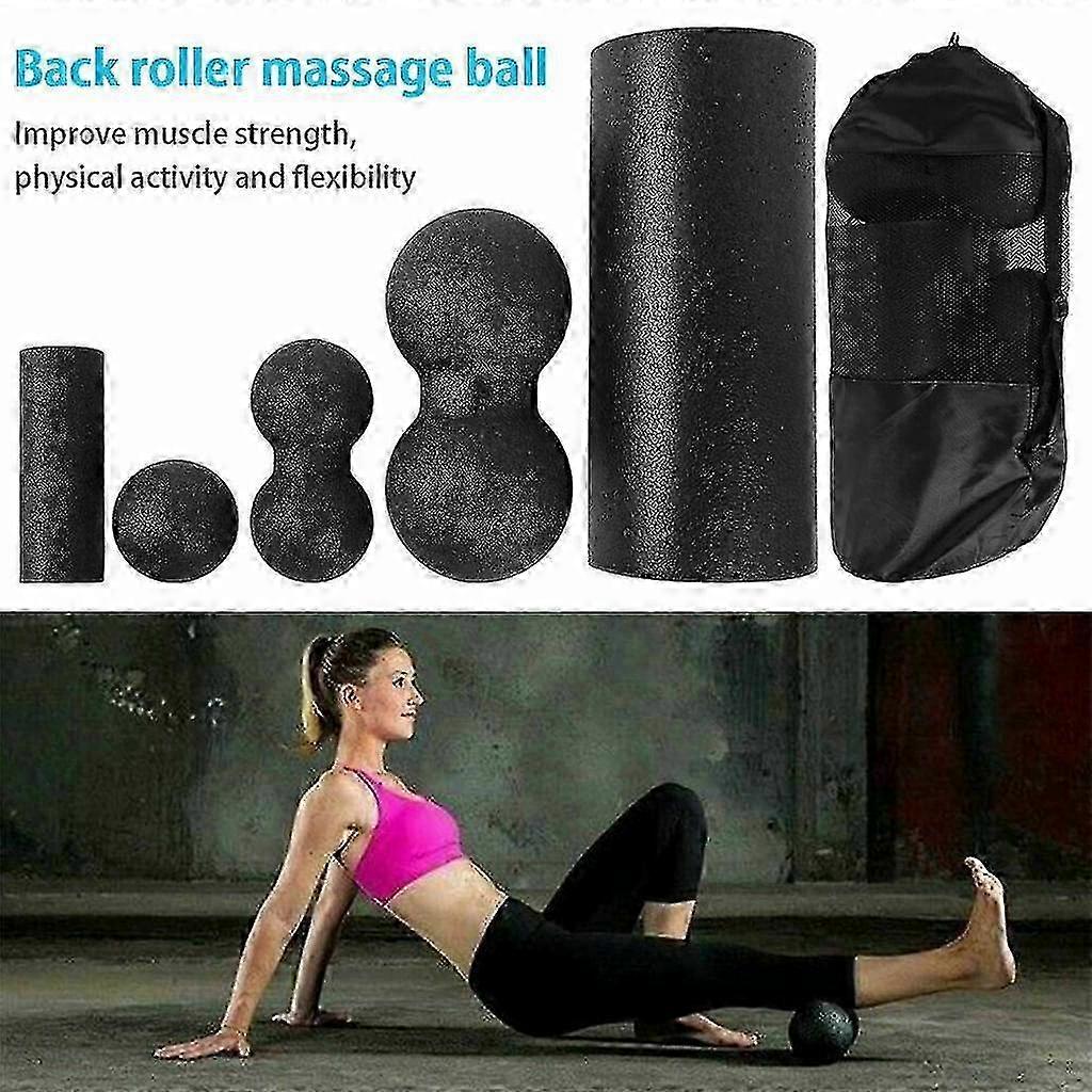 Set of 5 Fitness Foam Rollers for Balance, Yoga and Sports - Complete Standard Hardness Kit