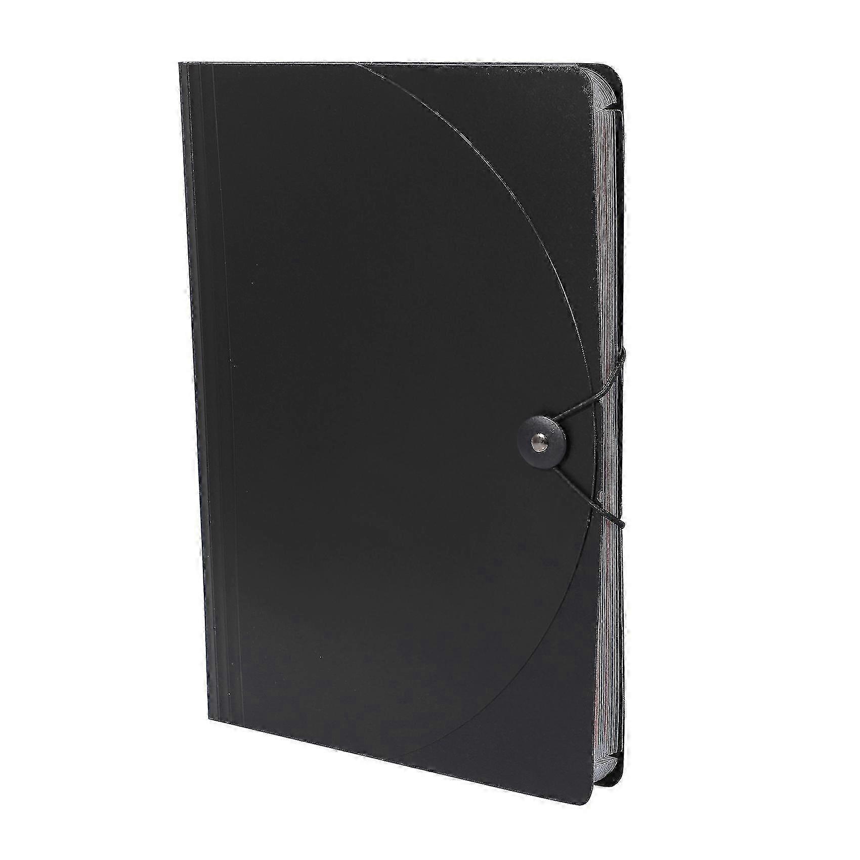A4 12-Pocket Expanding File Folder - Black Document Organizer