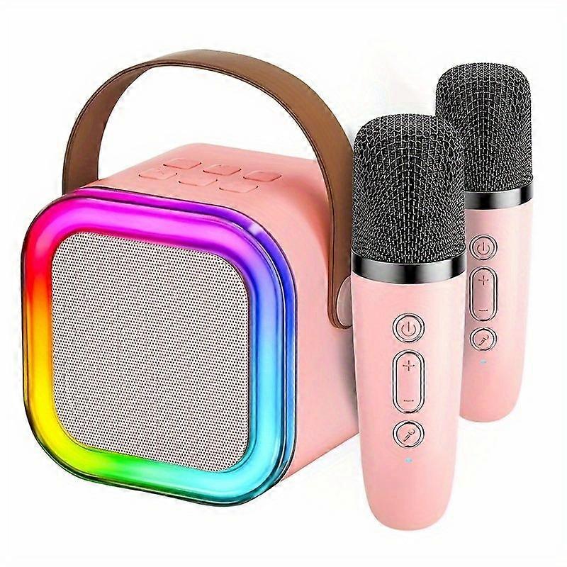 Mini Karaoke Machine for Kids,Christmas Birthday Gifts, with Wireless Microphone for Ages 4-12 Party Toys(Pink)