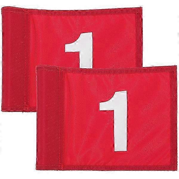 2Pcs Numbered Golf Flags 20.5X15.5cm Red Training Target Flags