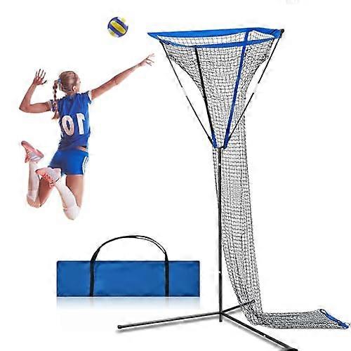 Volleyball setter training net with 5speed height adjustment, adjustable angle, and nonslip base for serving and spiking practice.