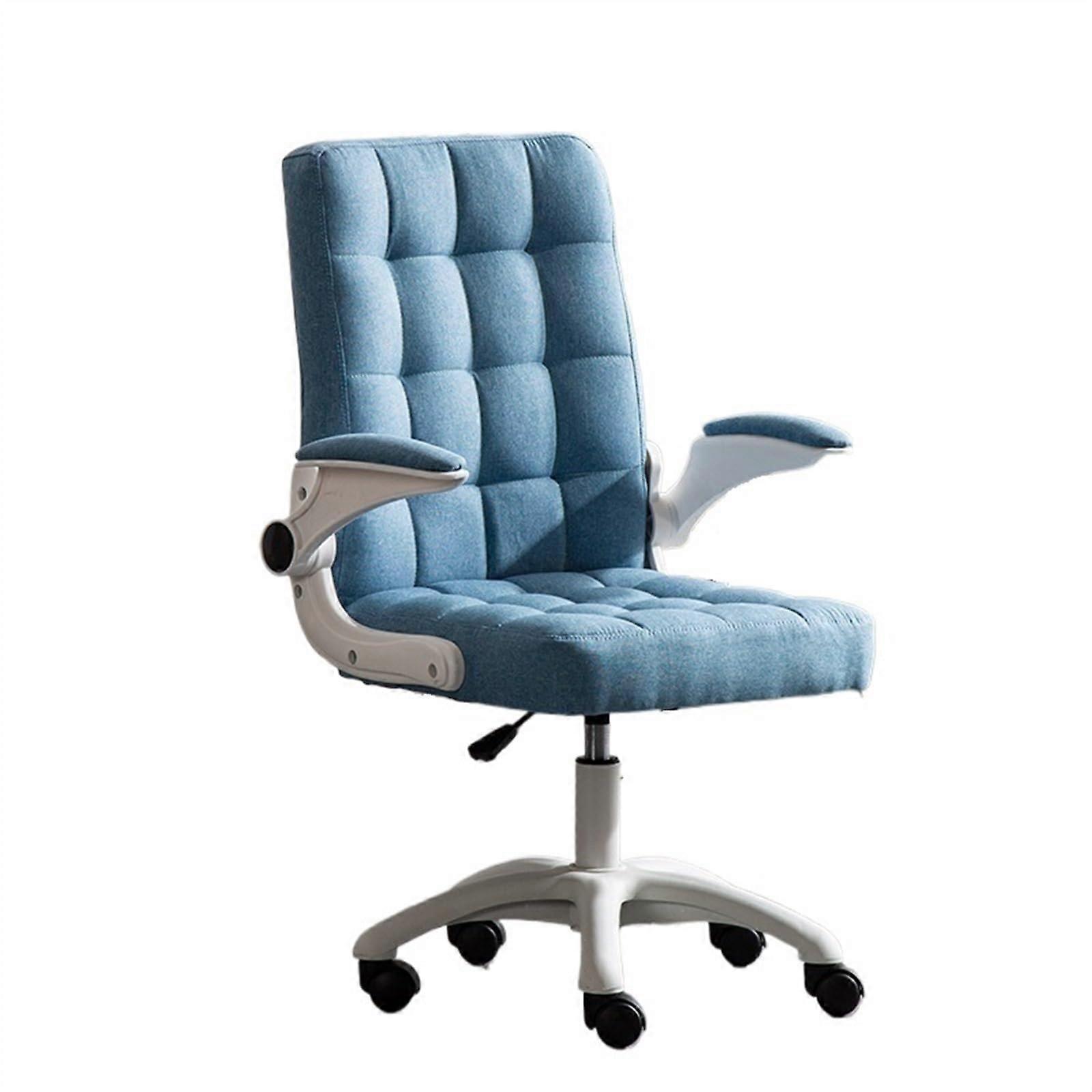 Adjustable Armrests, Soft Fabric, Medium Back, Swivel Seat, Office Desk (Blue) Ideal for Work, Home and Study