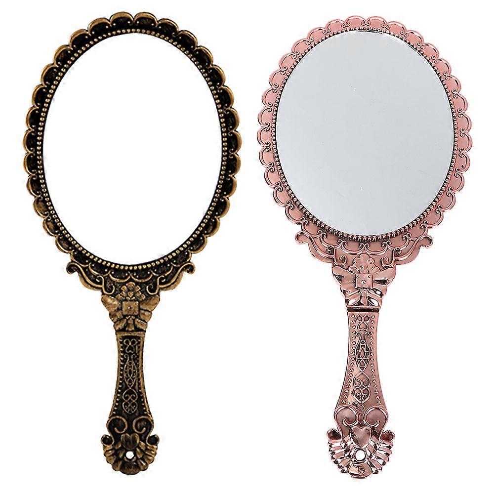 Women Makeup Mirror Portable Handheld For Home And Travel Use 12x25cm Abs Glass 2Pcs