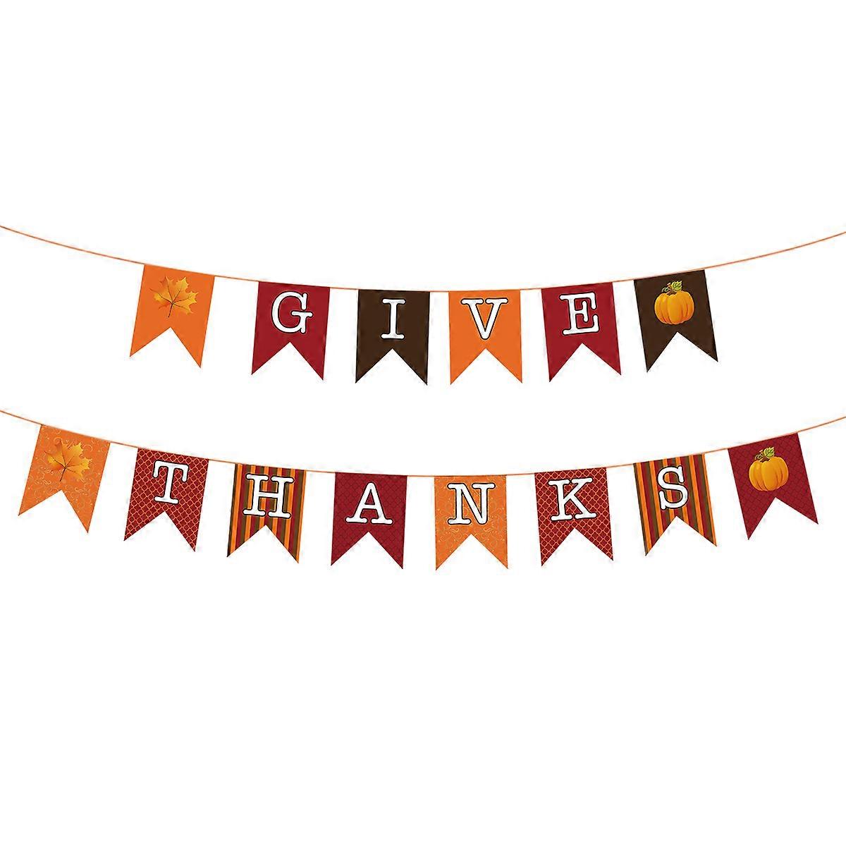 Thanksgiving Banners Paper Banner Swallowtail Flag Garland Festive Users Party Hosts Orange 21.50X18.00X0.10CM 1Set