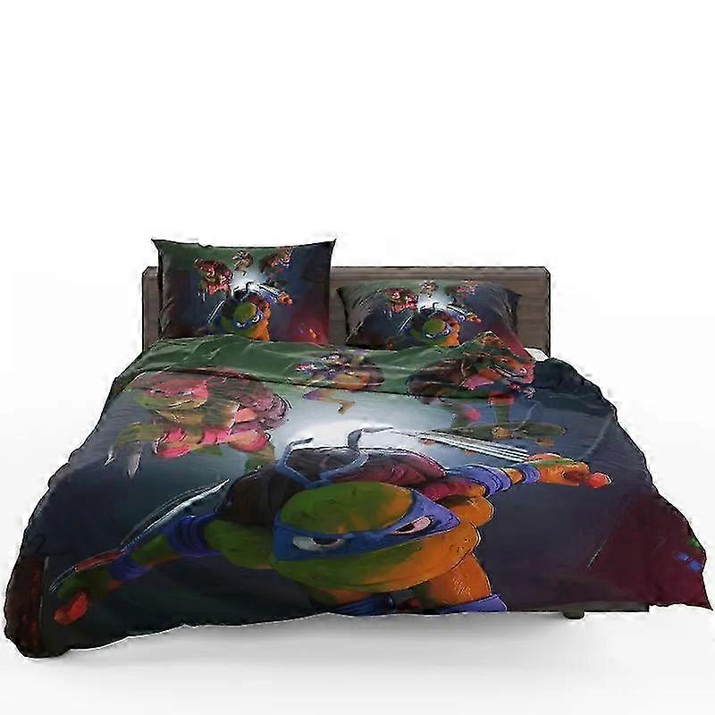 Teenage Mutant Ninja Turtles Inspired Duvet Cover Set with Bed Sheets for Your Bedroom - Mutant Mayhem Design, Model IU3872