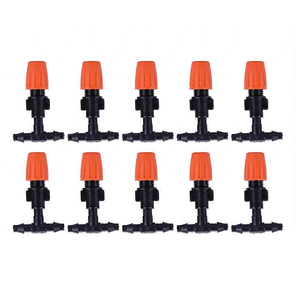 Irrigation Misting Nozzle Adjustable Flow Flat Mouth Three-Way Atomizing Nozzle Home Gardening Orange 10Set