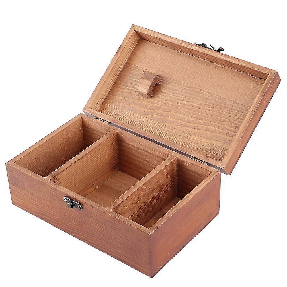 Pine Wood Organizing Box For Home Sewing Kit And Tool Set Tower Cassette Storage