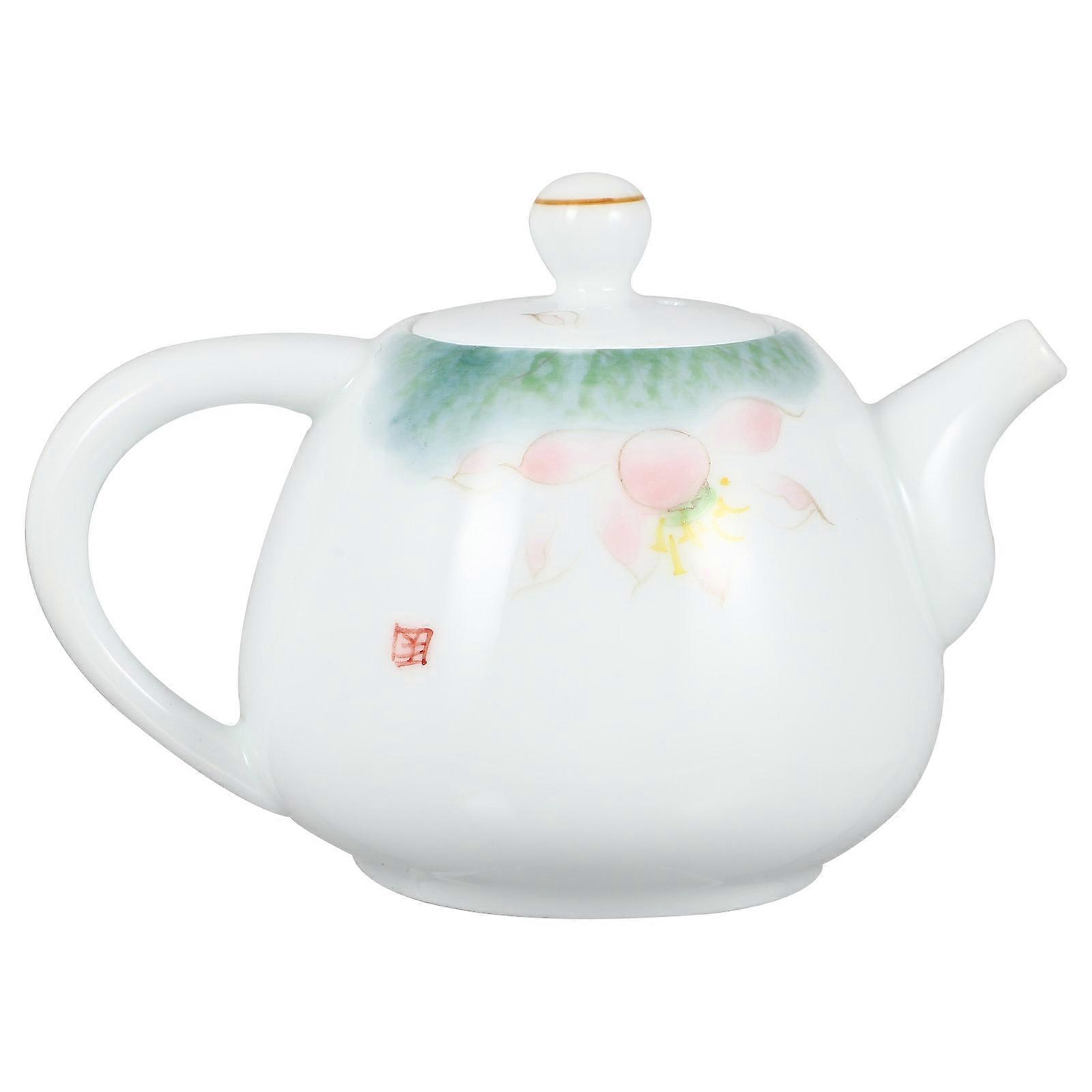 Ceramic Teapot Kung Fu Tea Style Home Use Simple and Elegant Shape Heat Resistant 1Pack