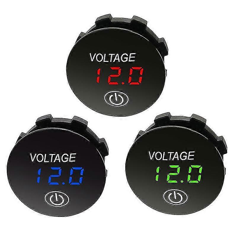 Car Motorcycle Digital Battery Voltmeter with LED Display & Touch Switch Capacity Tester