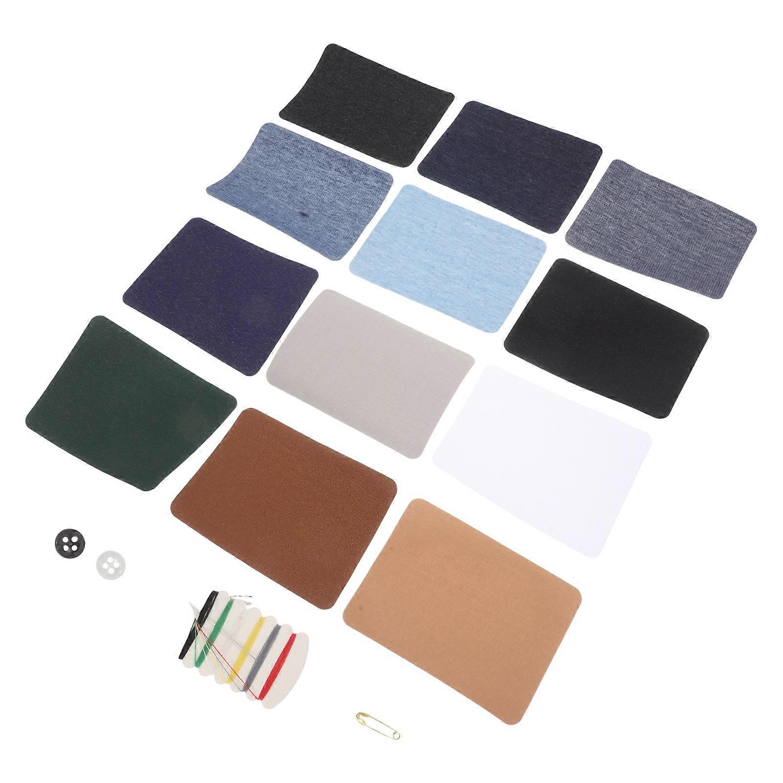Embroidered Patches For Clothes Adhesive-Backed Rectangular Faux Denim Fabric For Knee And Elbow Repair 12.50X9.50X0.10CM 1Set
