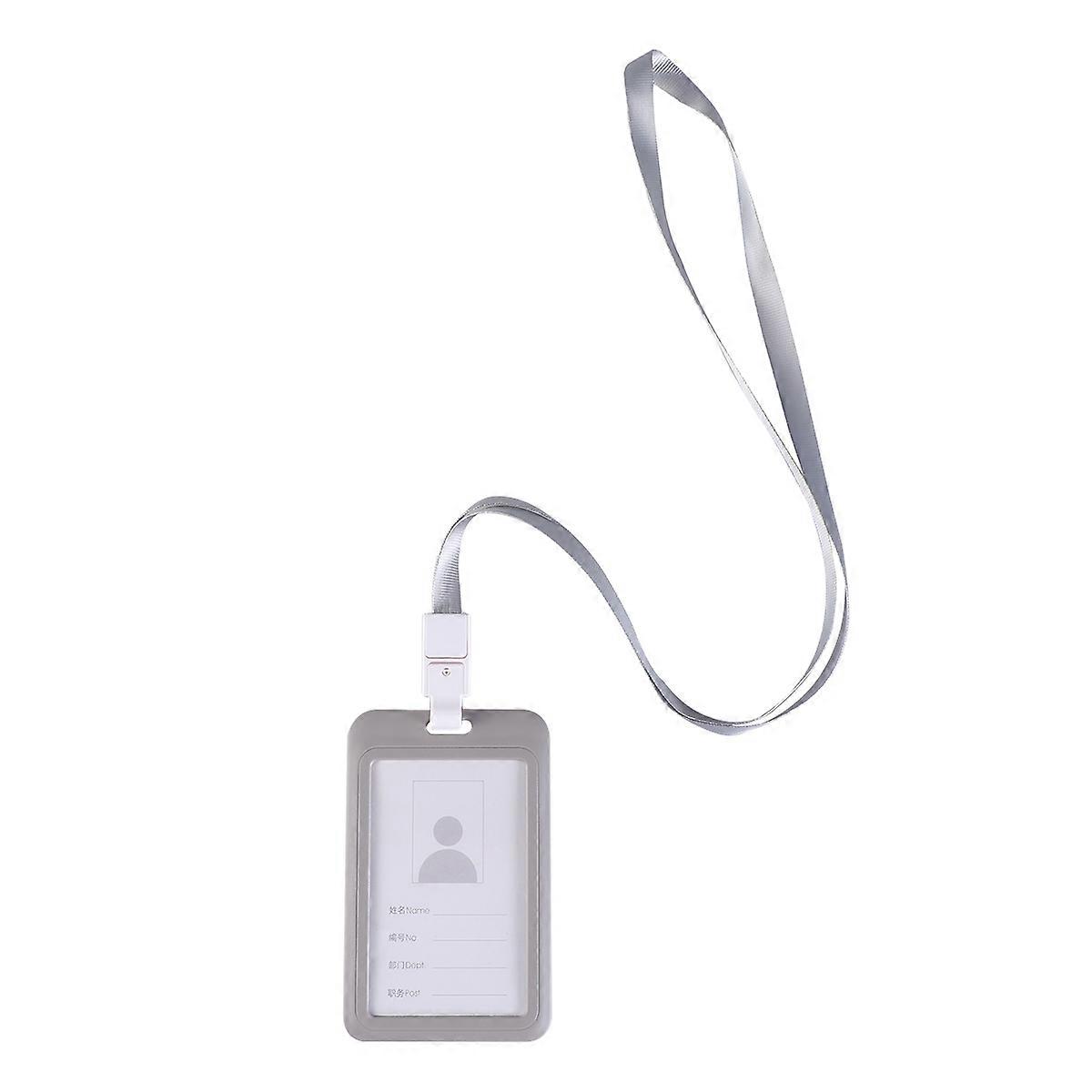 Neck Strap Id Lanyard Pendant Badge Holder For Work School Office Event Grey 1Set