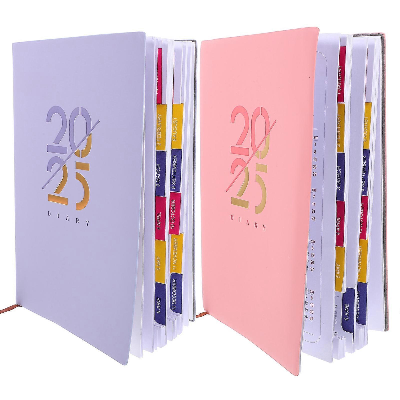 College Student Planner Academic Planner Notebook For Daily Writing Rectangular Pink 2Pcs