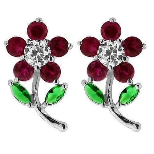 Jewelled Daisy With Leaf Ear Stud