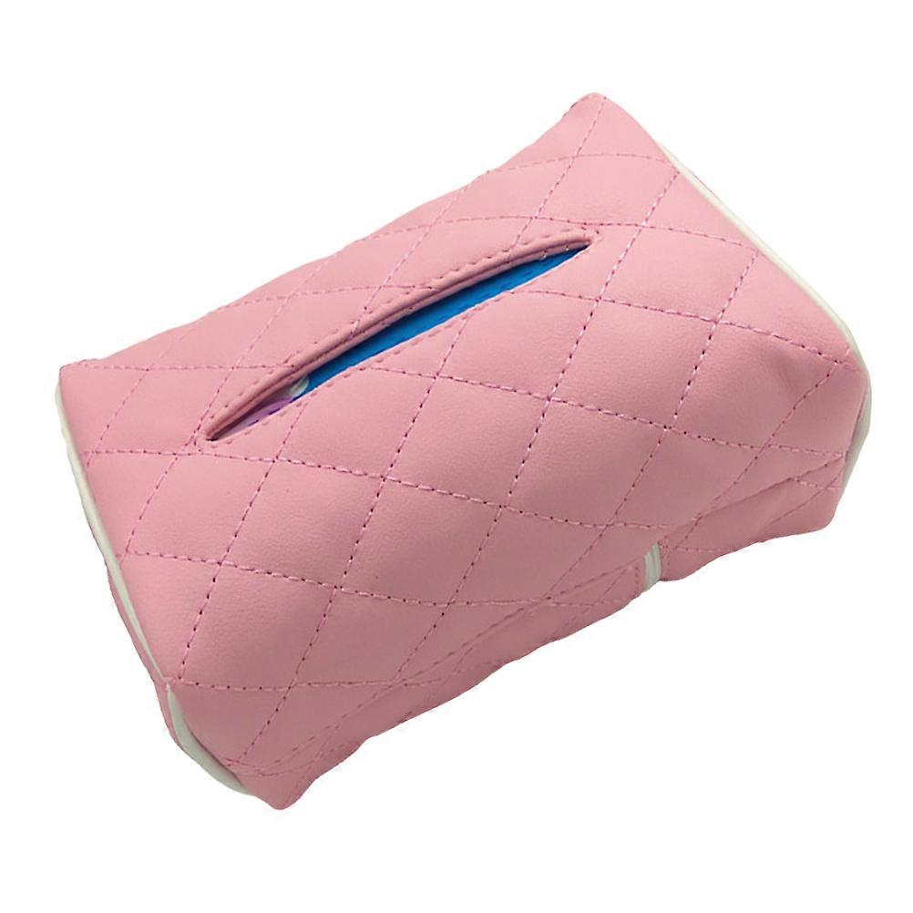 Car Tissue Box Multi-Function Creative Pink Pu Leather Easy Installation Backseat Tissue Case 1Pack