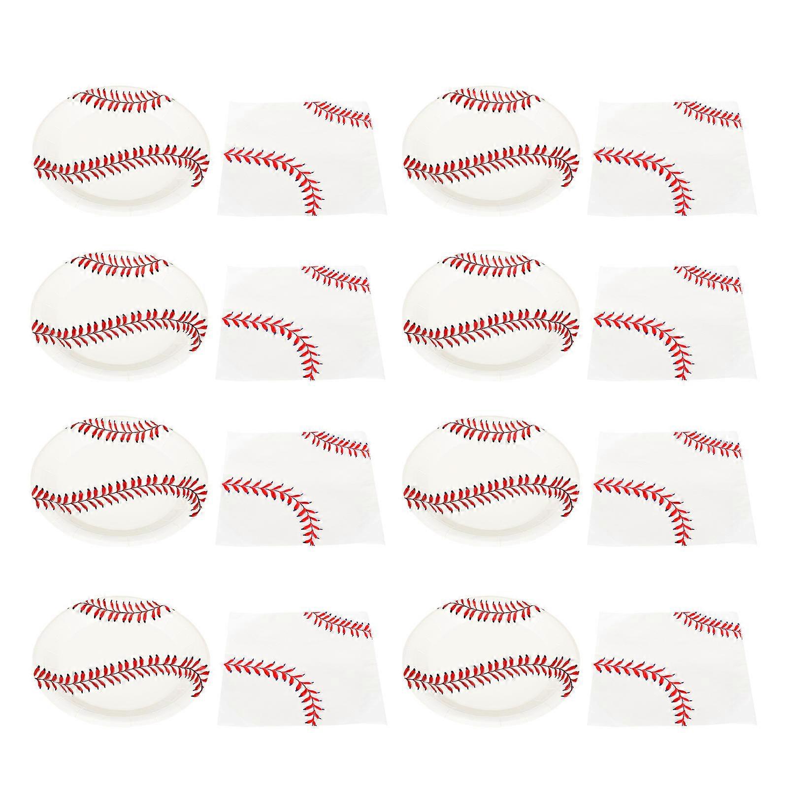 Serviettes de table de baseball design et serviettes de table blanc 18.00X18.00X1.00CM Round Set 1Set