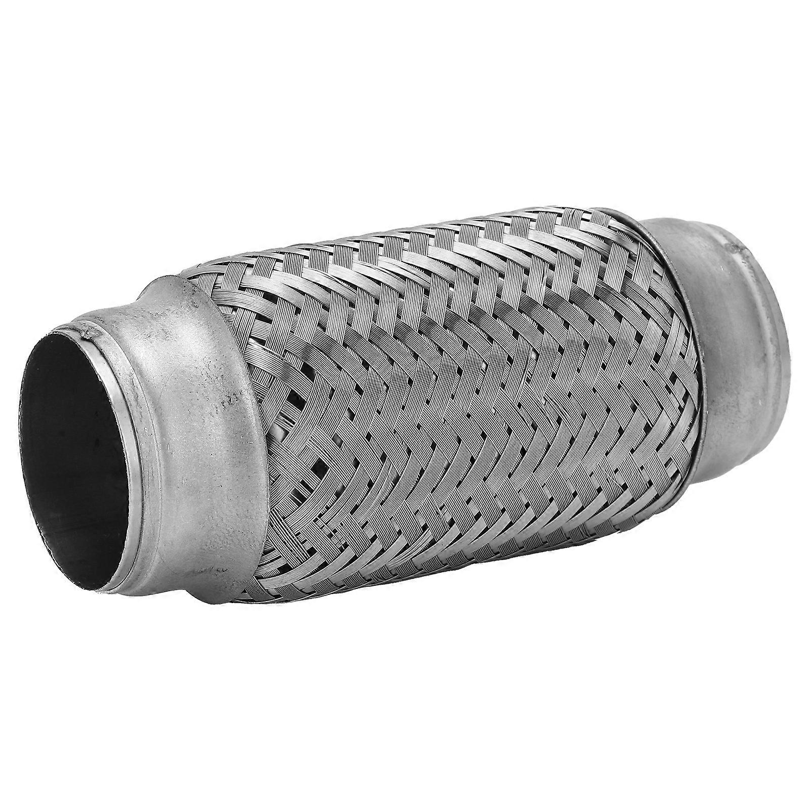 50 x 155 mm Double Braided Stainless Steel Flexible Exhaust Pipe Silver for Cars, Trucks and Buses