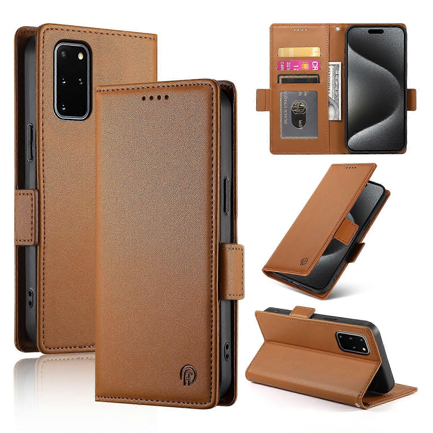 Wallet Case For Samsung Galaxy S20 Plus,Slim Protective Shockproof Case With RFID Blocking,Premium PU Leather Kickstand-Brown