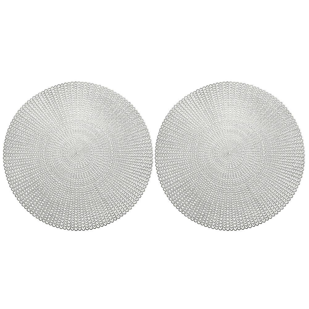 Blue 2pcs Round Hollow Bowl Dish Dinning Table Mat Pad