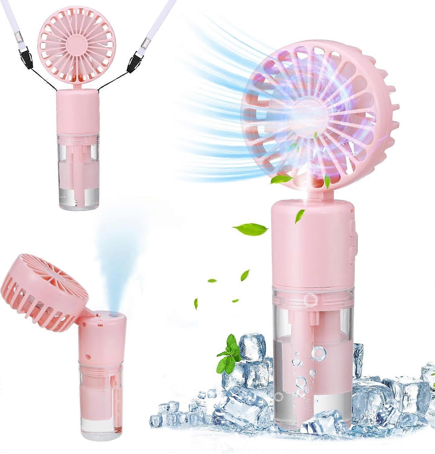 1 mini h held misting fan, USB charging