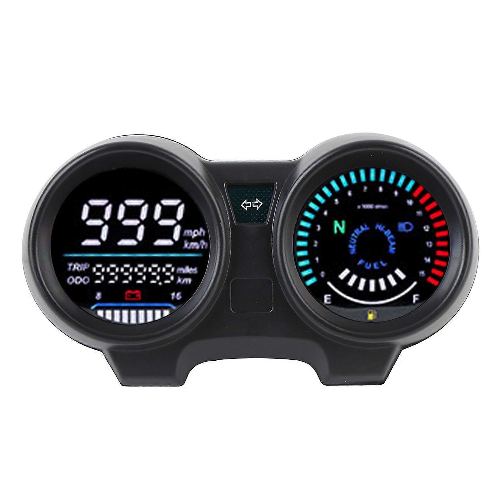 DC 12V Motorcycle LCD Speedometer Odometer Tachometer Universal Motorcycle Digital RPM Speedometer Gauge with 7 Colors Backlight MK71338