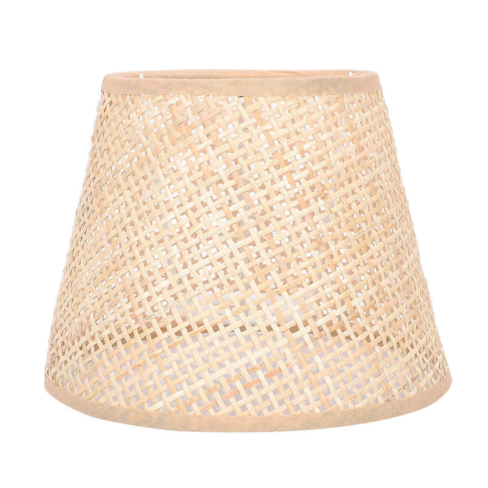 Abat-jour moderne en rotin tissé abat-jour de table Housse de lampe de table Style simple et élégant Kaki 17x17cm 1Set