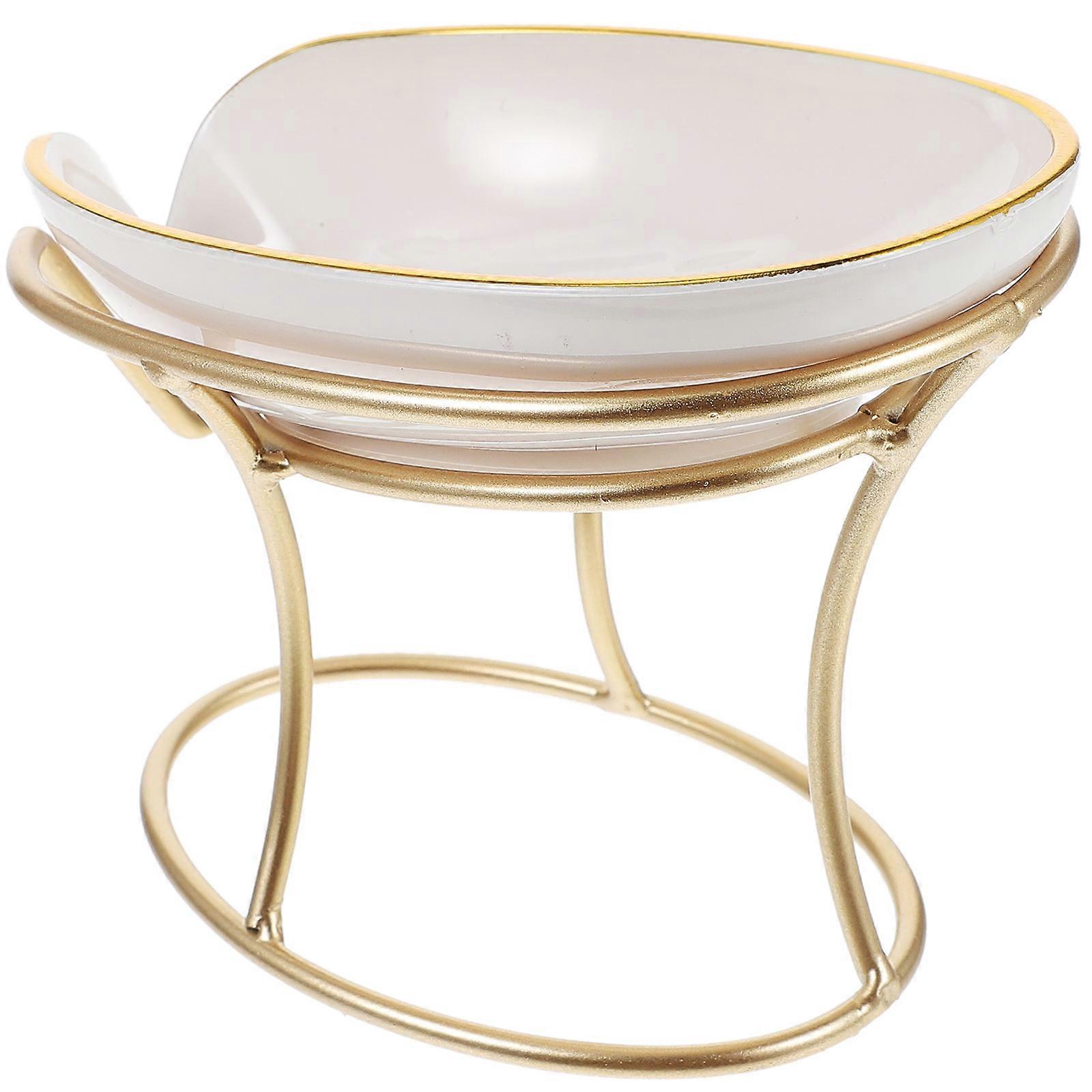 Self Draining Decorative Soap Holder with Iron Stand – Easy Clean Soap Dish Tray in Pearl White for Modern Bathrooms, Impact Resistant & Stylish