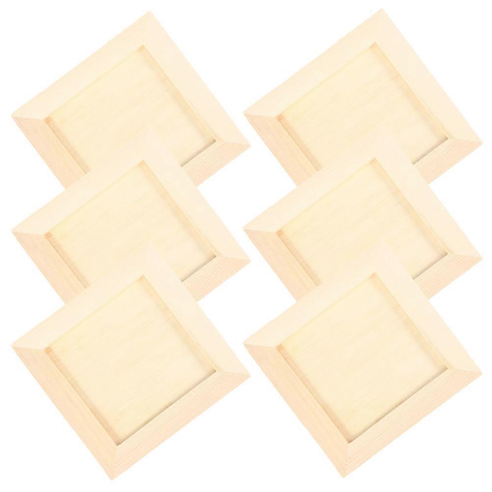 Picture Frames Wood Unfinished Photo Frame For Diy Projects Home Decoration Square Shape Assorted Color 6Pcs