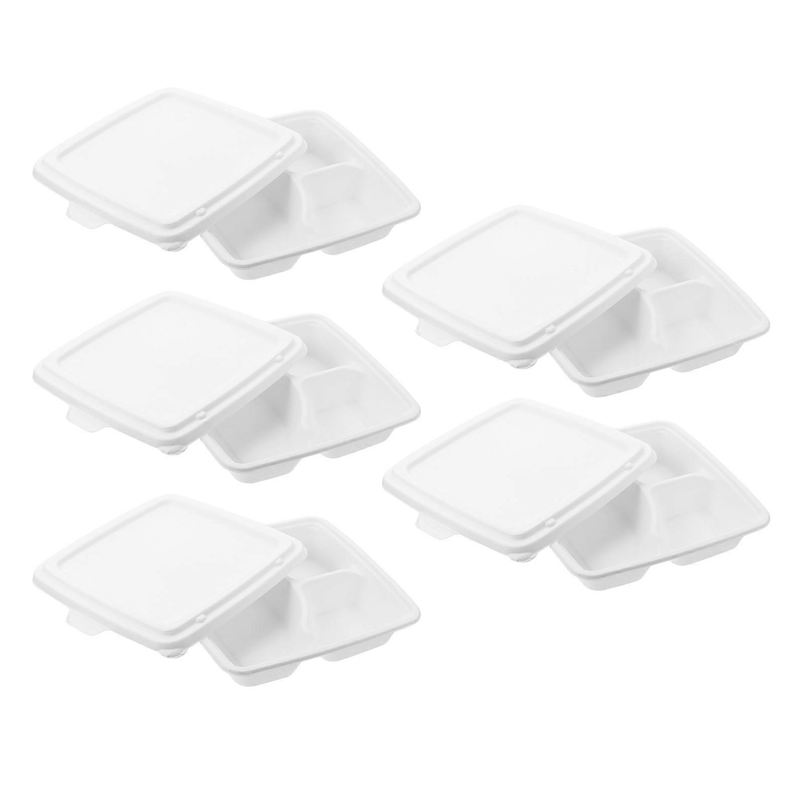 Takeaway Boxes Paper Food Container Outdoor Dining Grease Resistant Multiple Compartments 10Pcs