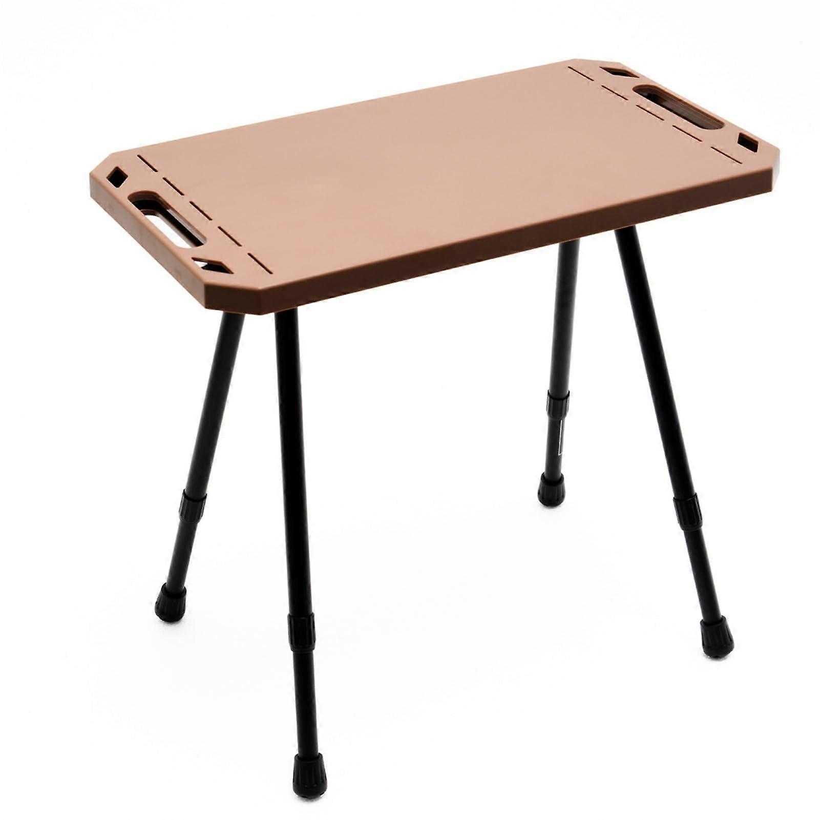 Folding Camping Table, Aluminium Alloy Adjustable Height Picnic Table (Khaki)