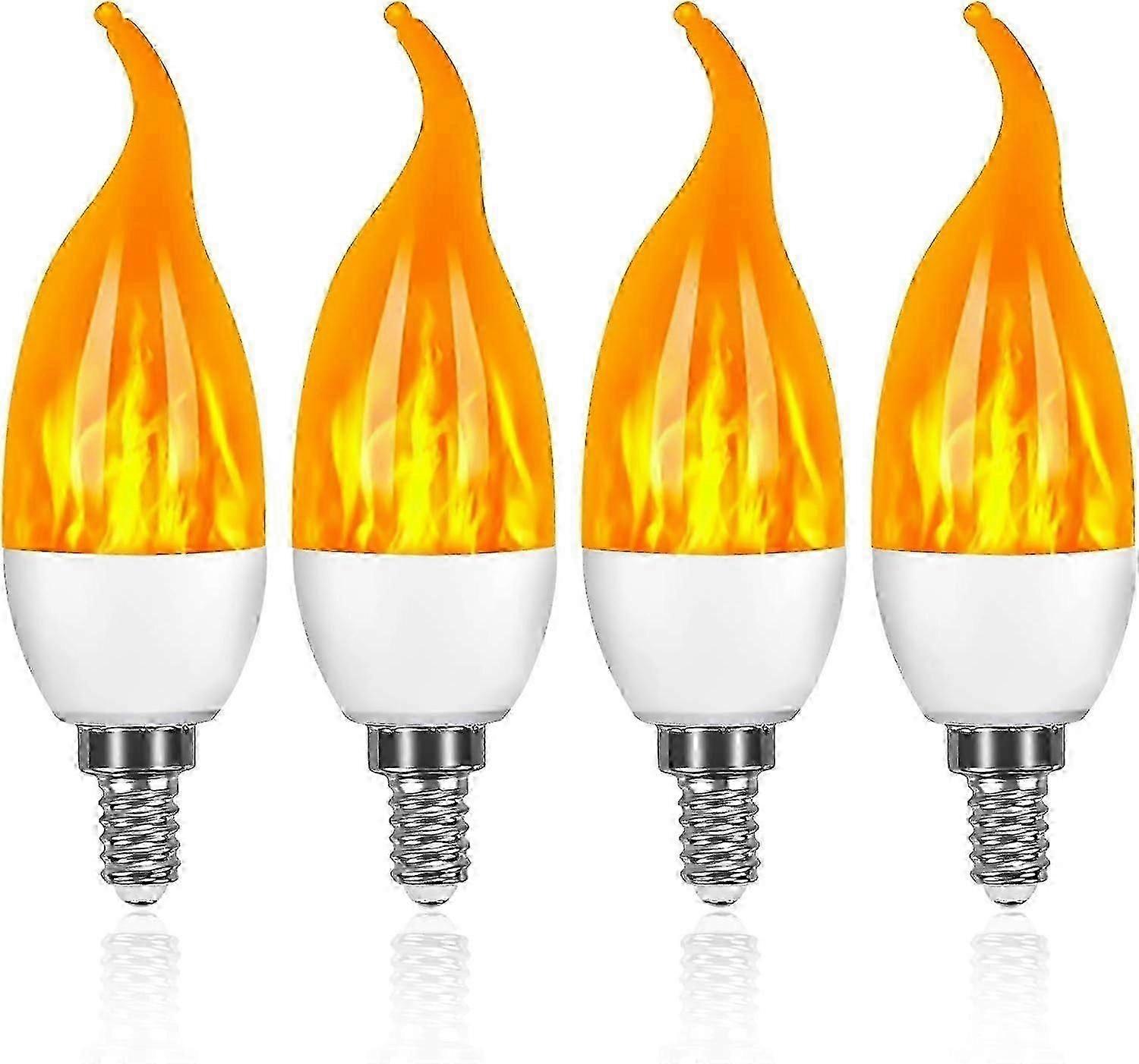 4 Pack 3W E14 LED Light Bulb Flame Effect Light Bulb with 3 Lighting Modes Decorative Light Bulb SZRH A-S