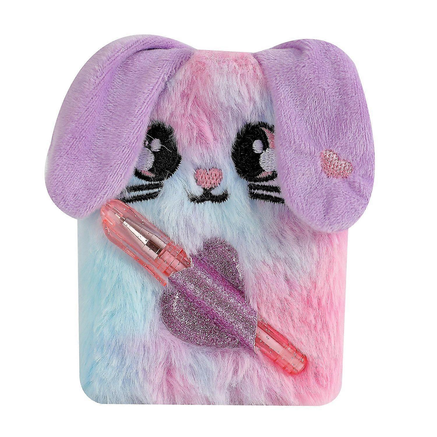 Plush Puppy Journal Notebook: Soft and Portable Fuzzy Journal with Pen for Girls Cute Cartoon for Kids Students and Daily Use