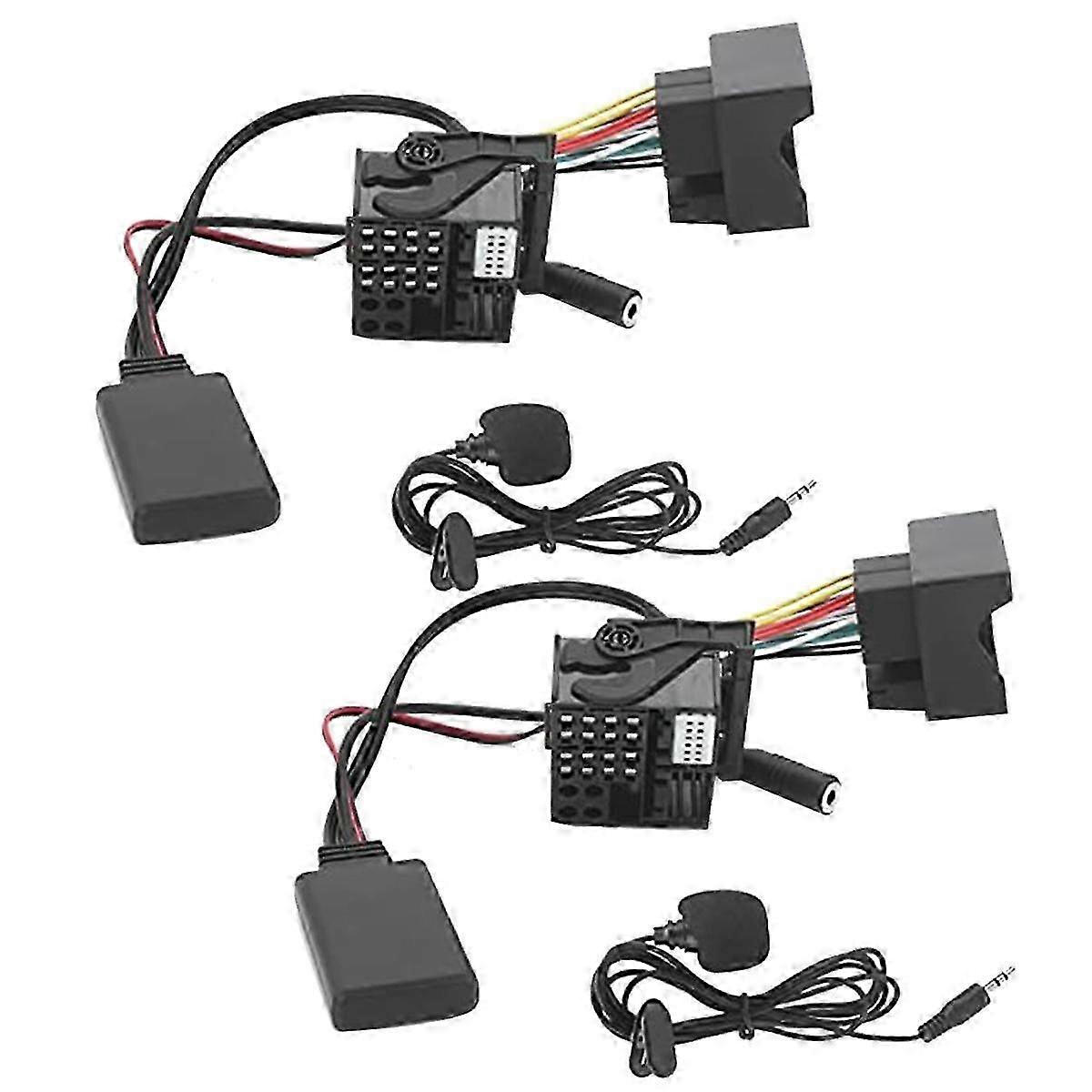 2Set Car Radio Bluetooth 5.0 Music AUX Cable Handsfree Adapter Harness Kit for compatible models E60 E63 E90 E91
