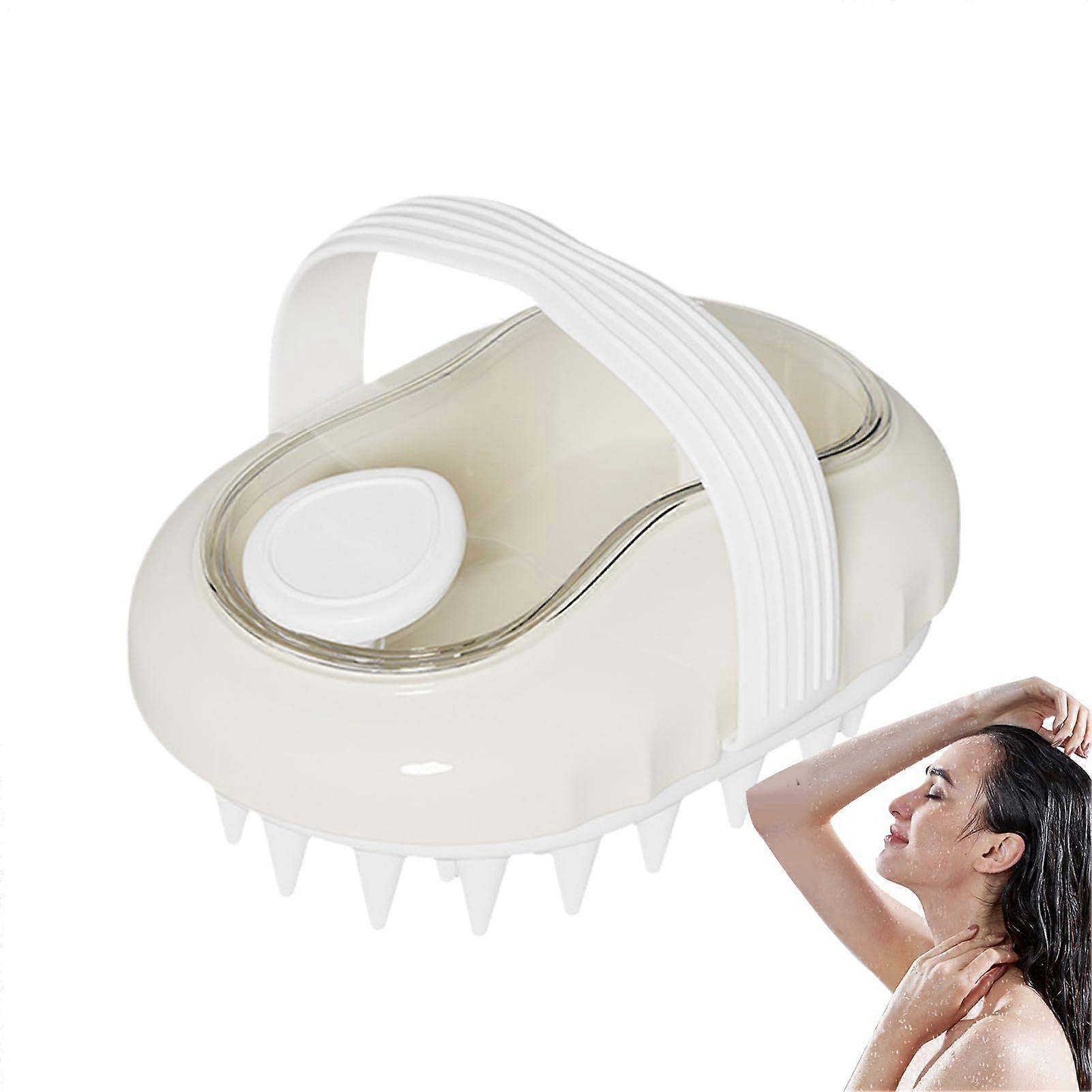 Scalp Brush, Scalp Scrubber Shampoo Brush - Soft Silicone Scalp Massager Exfoliator for Stress Relief and Dry Hair - White