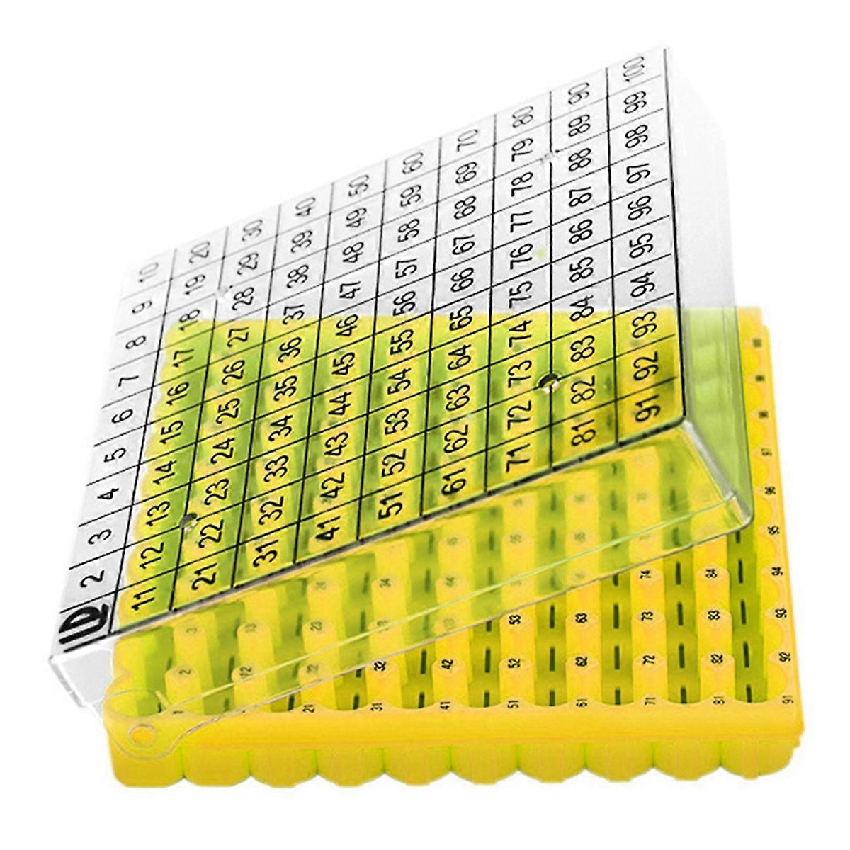 Boîte de tubes de stockage congelés, boîte de tubes de stockage congelés, boîte de tubes à bascule pour échantillons, 100 cellules de 0,5 ml, 1 pièce, jaune