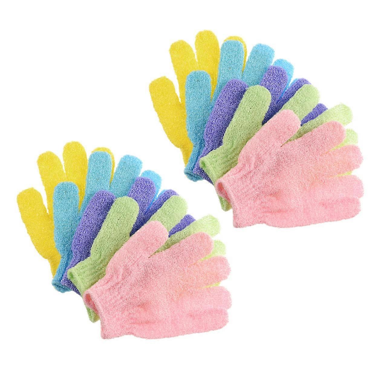 10 Pairs Polyester Bath Gloves with Exfoliating Scrubber for Body Care, Ideal for Neck, Shoulders, and Feet
