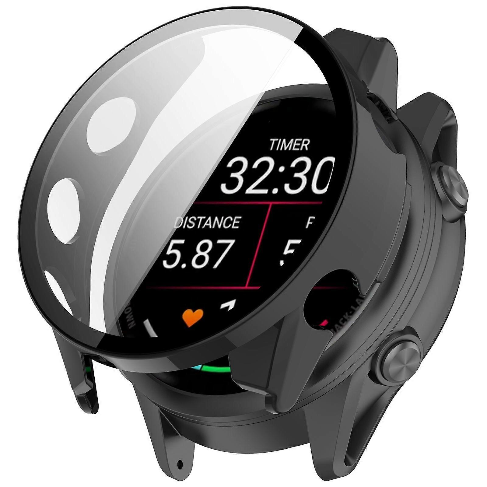 For Garmin Forerunner 970 Watch Case PC Frame Cover with Tempered Glass Screen Protector