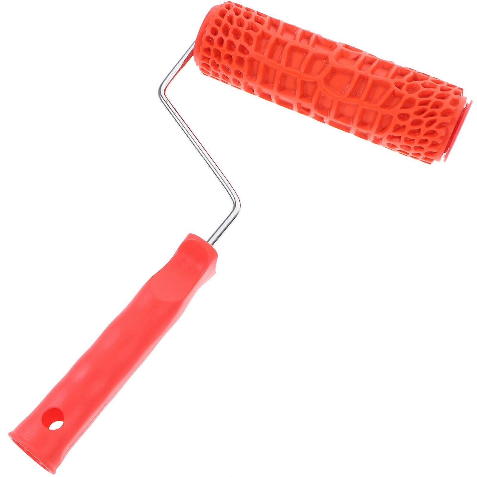Rubber Embossing Roller for Wall Painting Premium Quality with Comfortable Handle Red 1