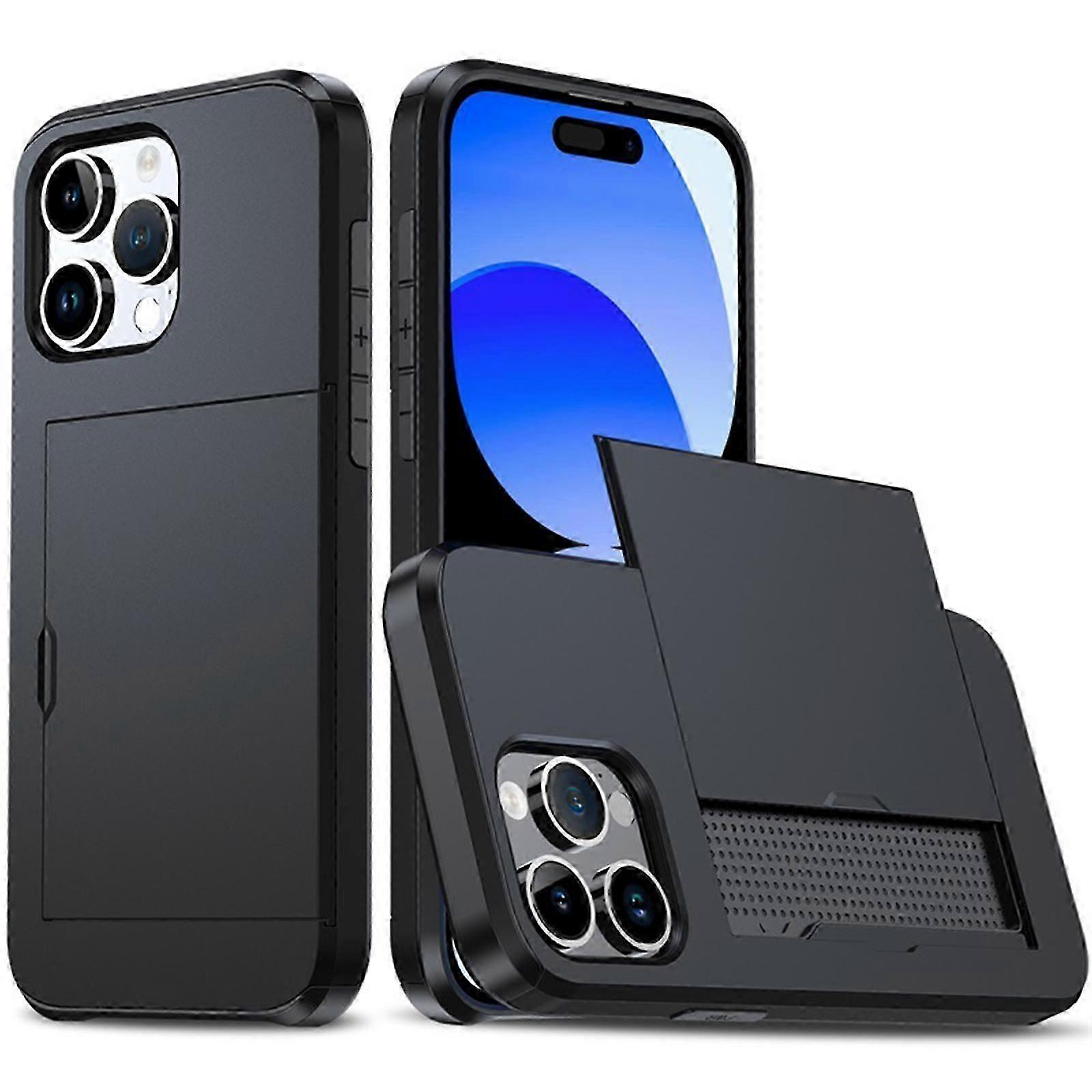 for iPhone 15 Pro Max/15 Ultra Case with Card Holder Heavy Duty Protective Dual Layer Shockproof Hidden Card Slot Slim Wallet Case 15 Pro Max